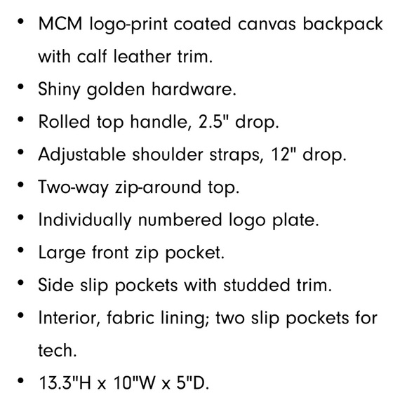 MCM Stark small backpack. Cognac with gold studs on side. - Picture 7 of 8